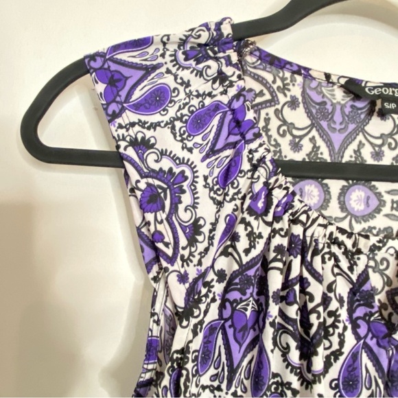 Purple Paisley Patterned Sleeveless Dress - Brand: George - Size S/P. - Picture 10 of 15